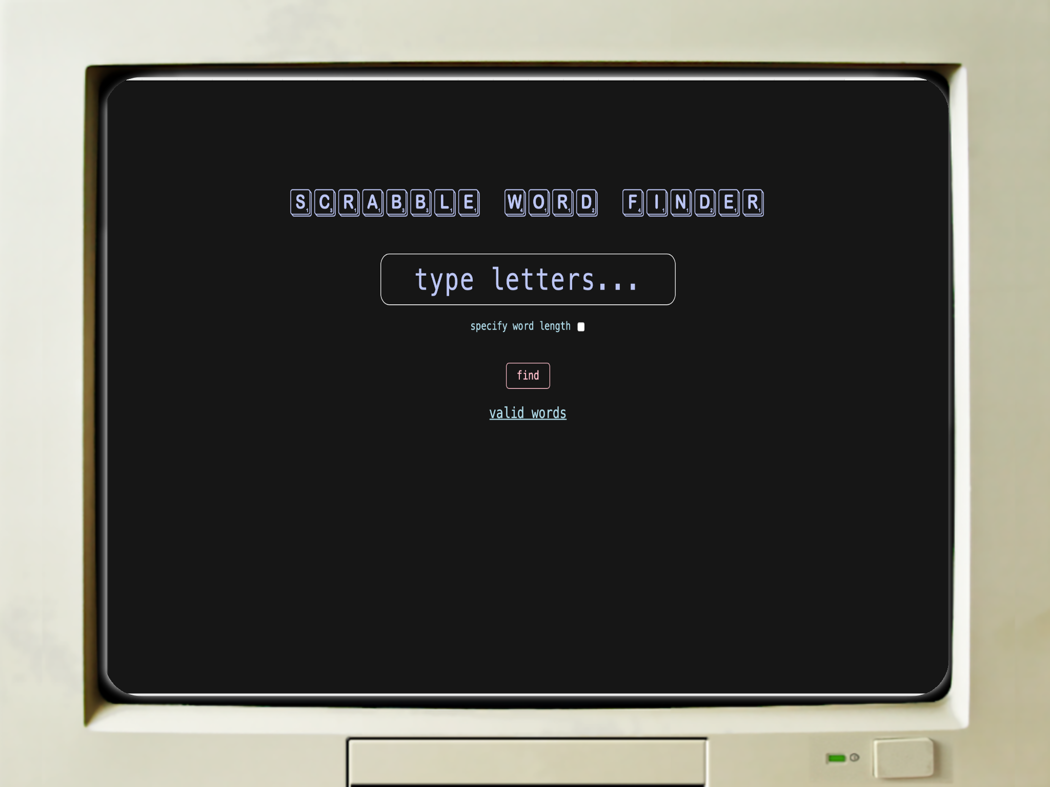 Scrabble Word Finder Project Screenshot